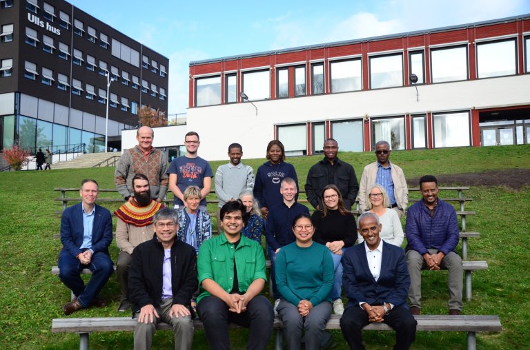 A photo of the FoodsecURe researchers at the kick-off meeting held in Sweden this autumn. Project leader and NIBIO researcher Divina Gracia P. Rodriguez is seated in the center of the front row. Photo: FoodsecURe