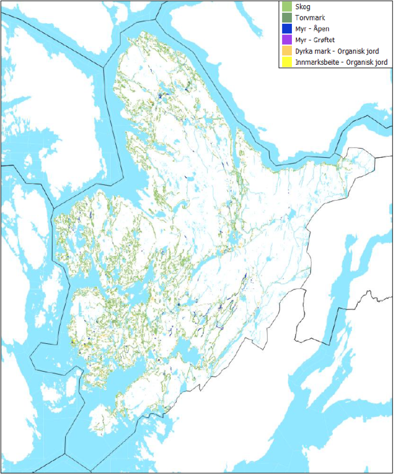 Karbonrike areal som vart nedbygd mellom 2010 og 2020.