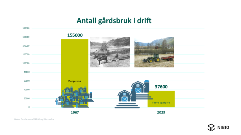 Antall gårdsbruk i drift.