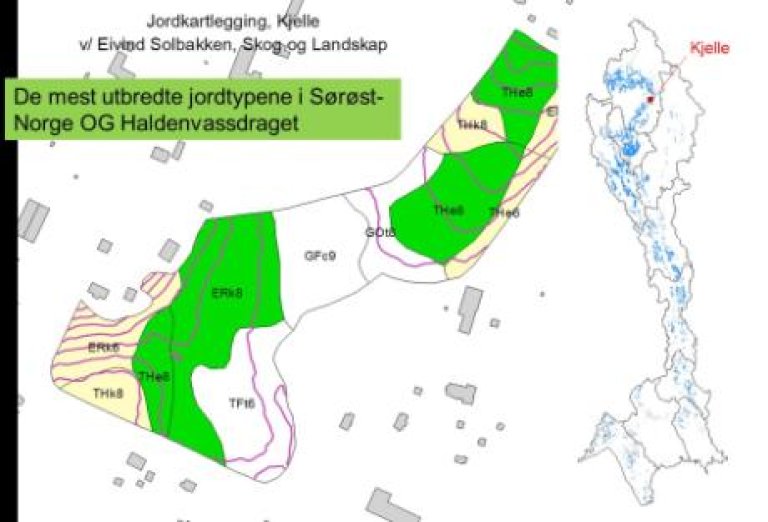 Grønne områder representerer de mest dominerende jordtypene i SørØst Norge.