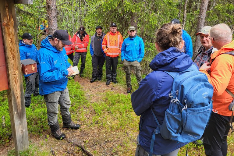 Skogbruksledere fra Gudbrandsdalen på besøk i skogstien i 2025. Foto: Per Holm Nygaard